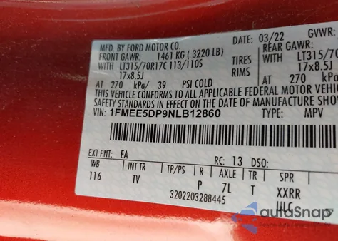 2022 Ford Bronco Wildtrak z USA, uszkodzony, nr VIN 1FMEE5DP9NLB12860